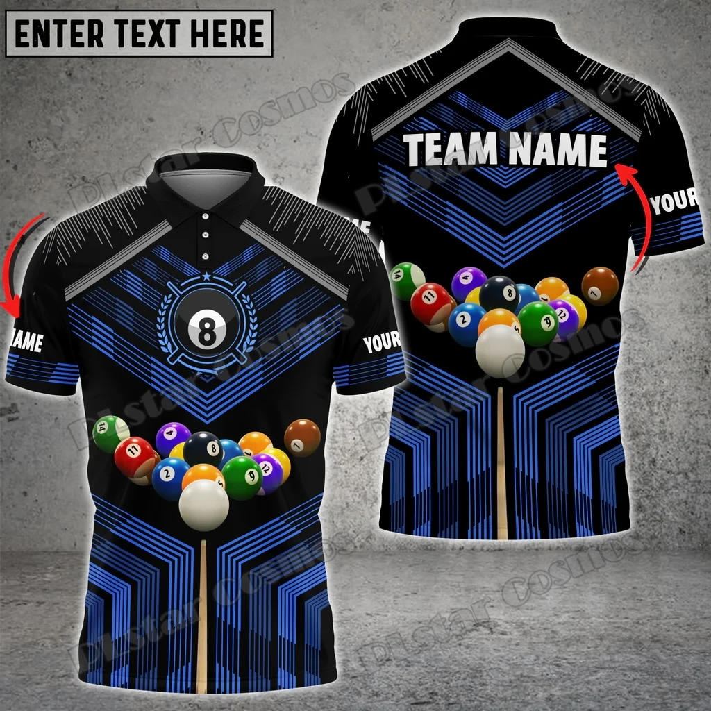 Benutzerdefinierte Name Billard Ball Bunte 3D Gedruckt männer Polo Shirt Sommer Unisex Casual Polo-shirt Geschenk Für Billard Spieler WK153 – Detail 9