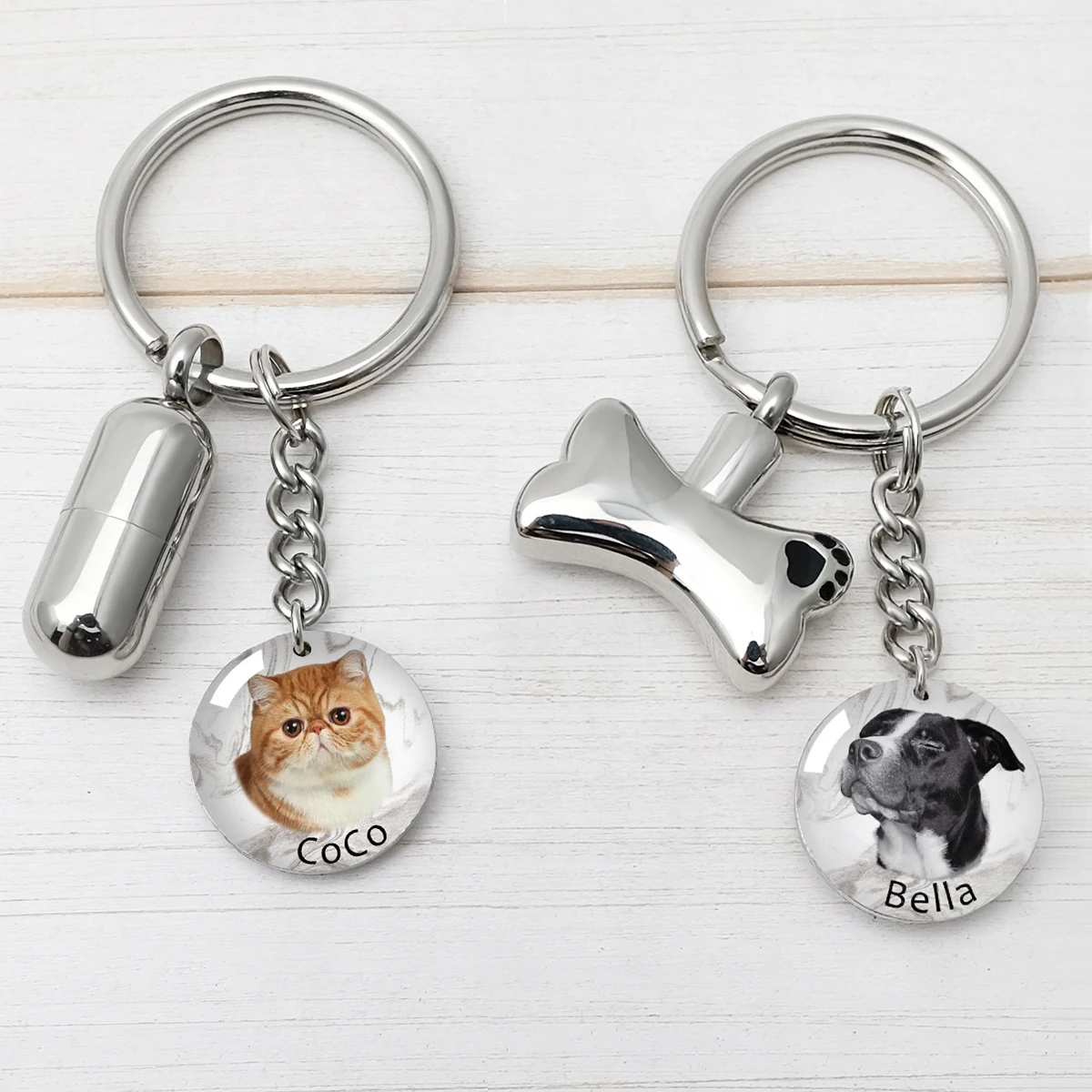 Pet Photo Keychain Pet Memorial Keychain with Cremation Urn Pet Ashes Keyring for Dog Cat Pet Loss Memory Gift Pet Sympathy Gift