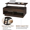 Lift Top Coffee Table with Hidden Storage LED Coffee Table Dark Walnut Living Room 3 Tiers Tea Table with Storage Center Tables. 6
