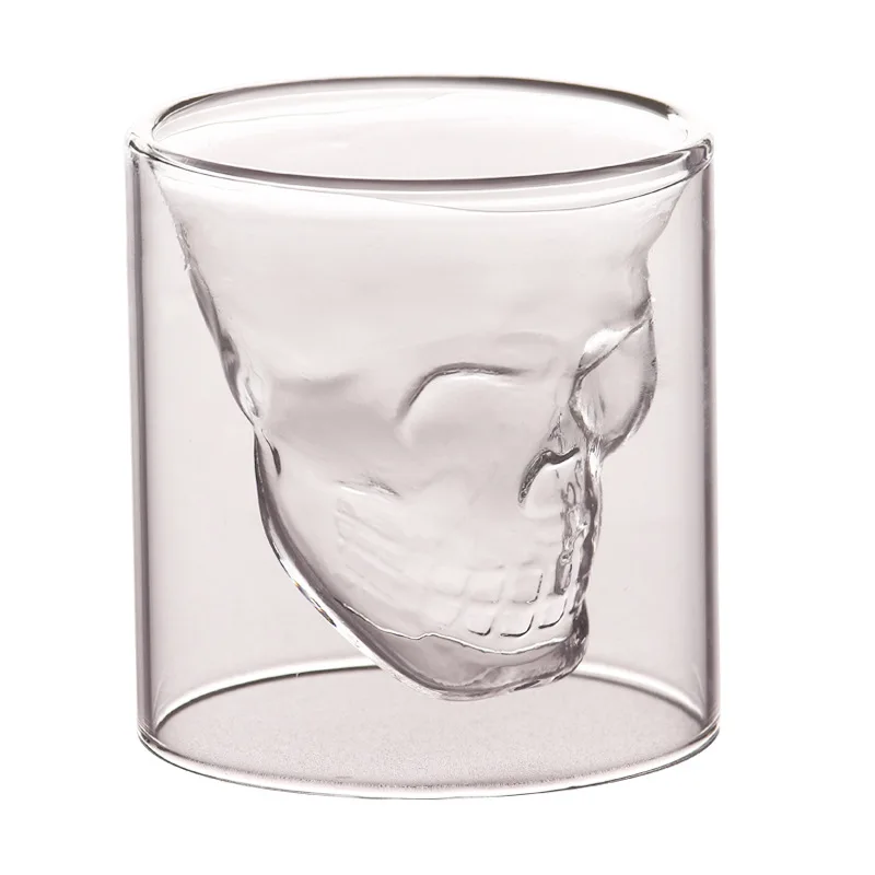 1pc, 75ml/2.5oz Double Walled Horror Skull Whisky Glass -Bourbon,Vodka, Cocktail, Cognac,  Gin Stemless Bar Glass for Scotch
