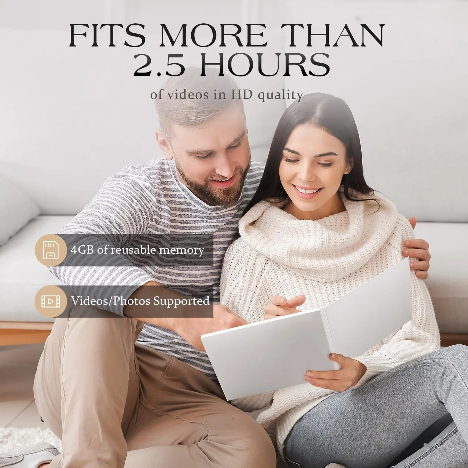 7" IPS HD Video Greeting Card-4GB Memory, Rechargeable Battery & Speaker DIY Blank Cover for Personalized Video Book Weddings