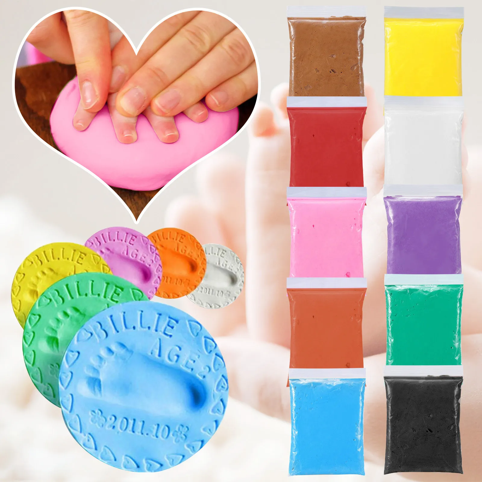 Baby Hand/Foot Print Imprint Air Drying Clay Casting Kit Ornament Gift Hot Sale 