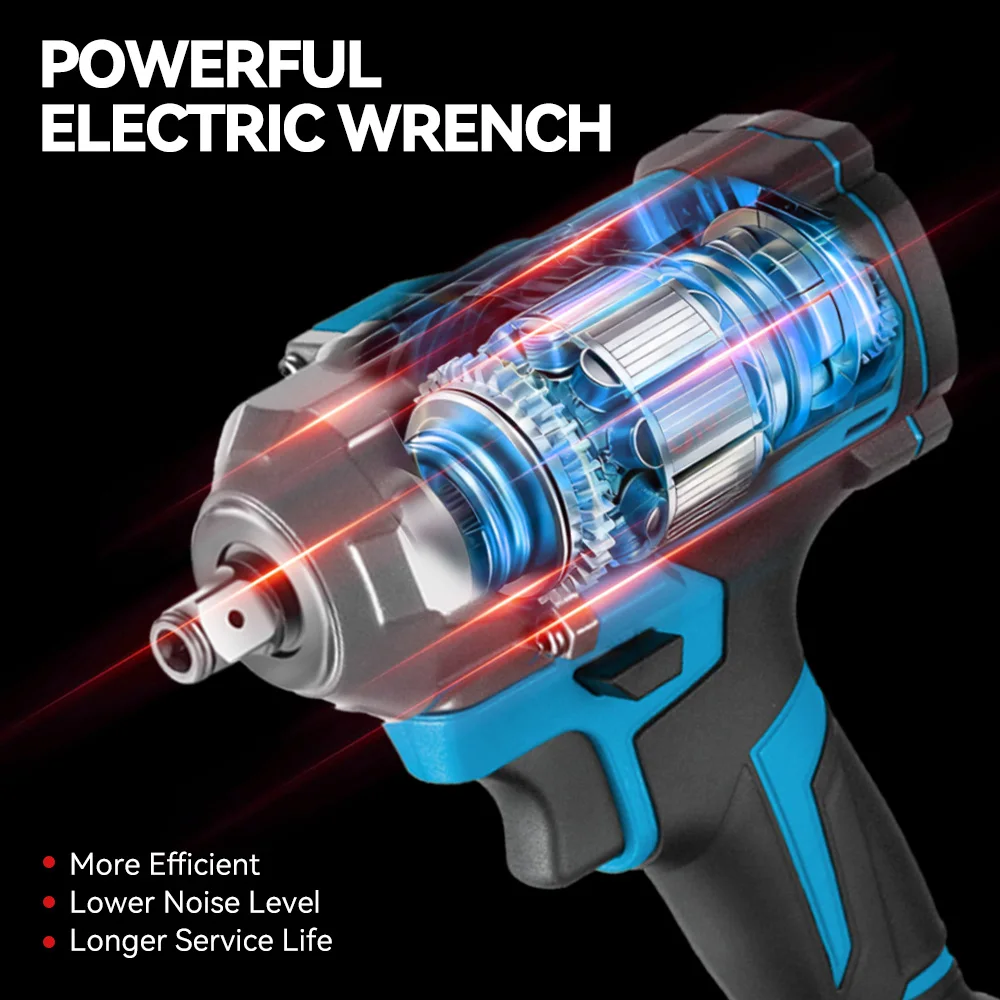 ONEVAN 1200N.M Drehmoment Bürstenloser Elektrischer Schlagschrauber 1/2 Zoll Akku-Schrauber Elektrowerkzeug für Makita 18V Akku – Detail 12