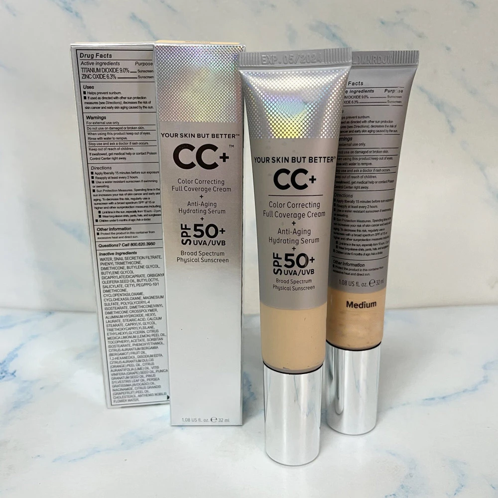 12Pcs/Lot Skin Better CC+ Color Correcting Full Coverage Cream Anti-Aging Hydrating Serum Broad Spectrum Physical Sunscreen 32ML tinted sunscreen