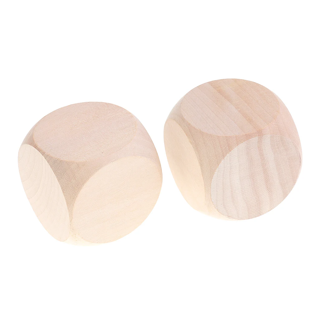 5x Opaque Blank 6 Sided 60mm Role Play Game Natural Wooden 