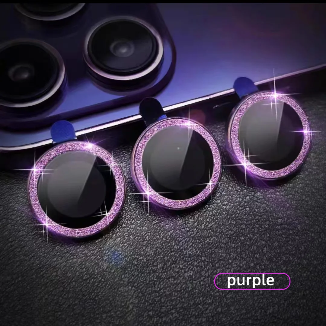 Glitter Bling Metal Glass Camera Lens Protector Per Iphone 15 14 13 11 Pro Max Plus 12 Mini 15Pro 14Pro Women Ring Lens Cover
