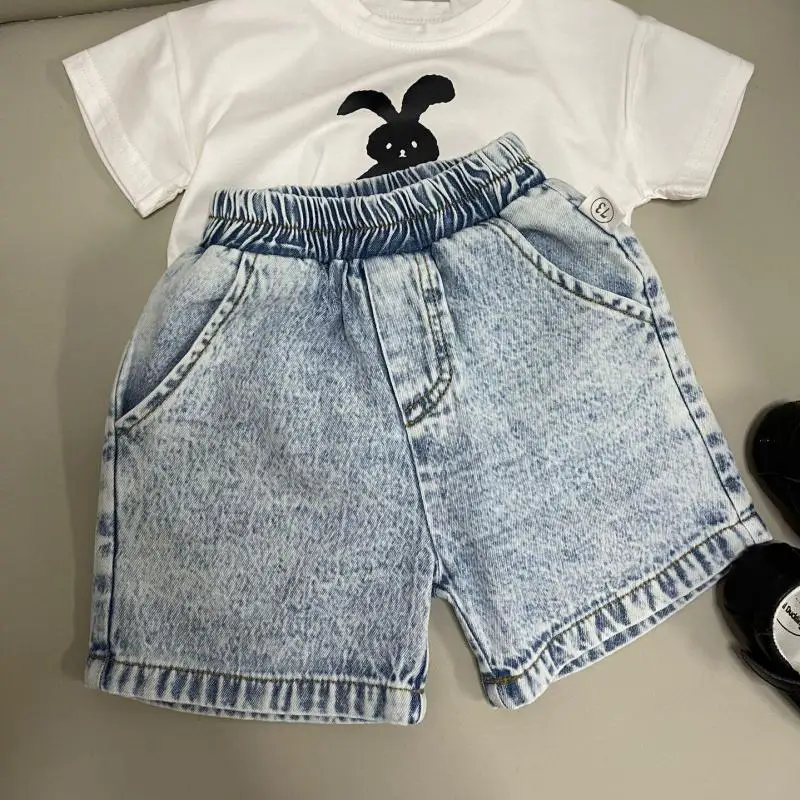 

2024 Summer New Baby Soft Denim Shorts Cotton Toddler Boy Pp Pants Infant Girl Casual Pants Cute Baby Beach Shorts