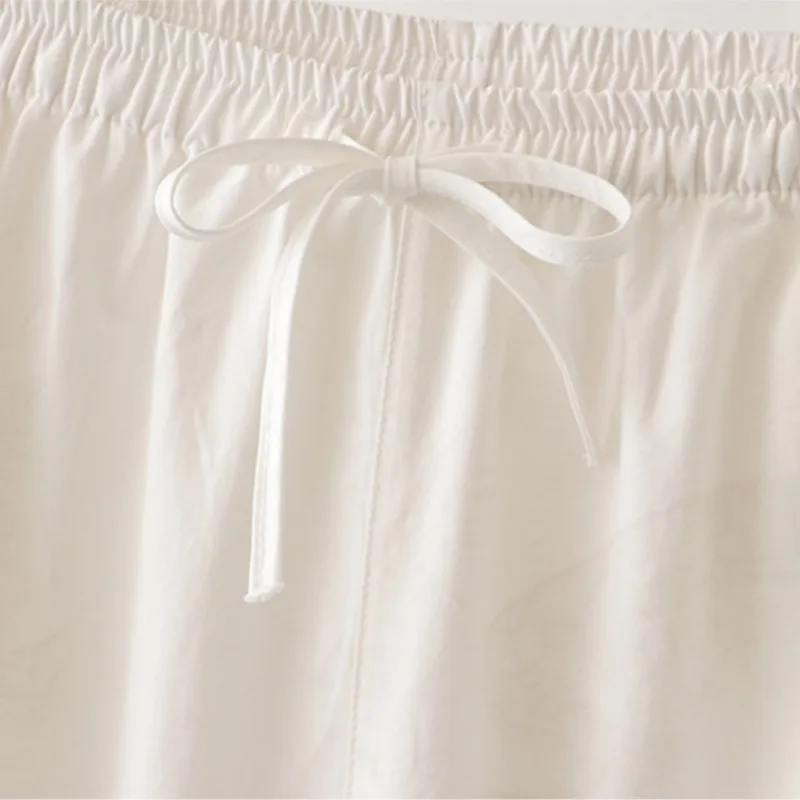 Plus Size Women's Wide Leg Pants Autumn New Style Simple Drawstring Hight Waist Trousers 1384