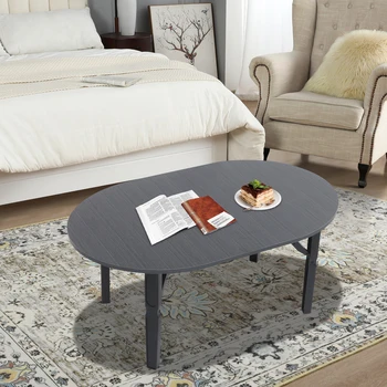 Foldable Coffee Table Modern Oval Side Table for Living Room, Bedroom & Office No Assembly Needed 1