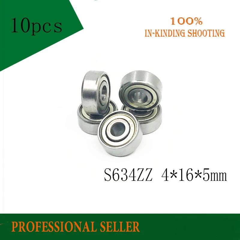 

10pcs SS634ZZ stainless steel deep groove ball bearing 4x16x5mm miniature bearing S634ZZ