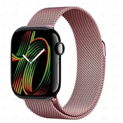 Premium Milanese Mesh Bracelet for Apple Watch - Stainless Steel Strap for iWatch Series (Rose pink 8)