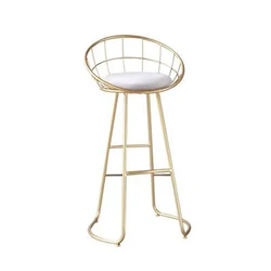 Bar Stools For Home Nordic Golden Backrest Chair Modern Iron Furniture Simple High Foot Stool Makeup Ins Softbag Dressing Chairs