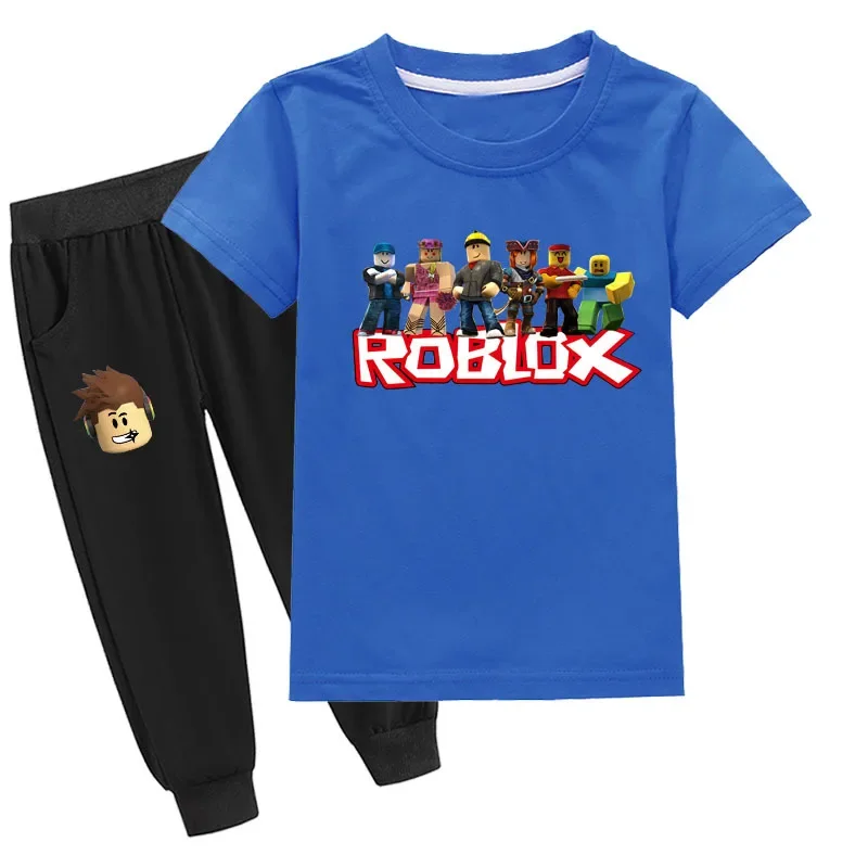 

Милый модный и удобный повседневный костюм Roblox из футболки с коротким рукавом для мальчиков и девочек, детская одежда