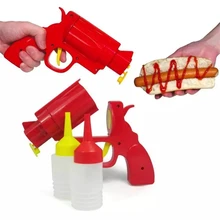 Botella de condimento de pistola creativa para cocina, dispensador de salsa de plástico Original, tarro de salsa de mostaza y Ketchup, herramientas de cocina