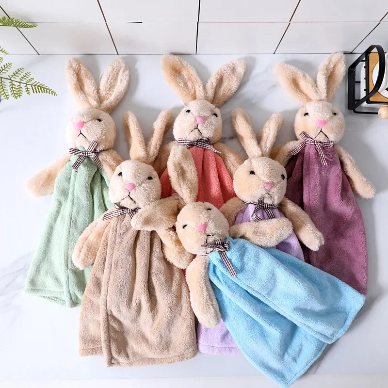 

Cartoon Rabbit Coral Velvet Hand Towel for Kitchen Bathroom Microfiber Soft Quick Dry Absorbent Home Terry Towels