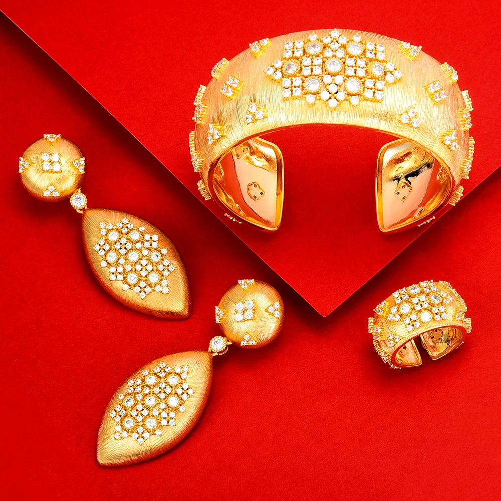 

Siscathy, винтажный Королевский роскошный зеленый кубический циркон, Африканский цвет, золотой цвет, Свадебная вечеринка, циркон, кристалл, Дубай, для невесты, 3 шт.