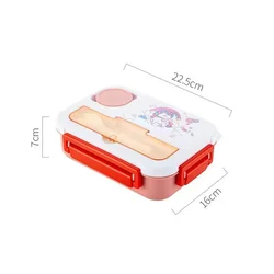 Cute Dinosaur 1300ML Kids Bento Lunch Box with Microwave Safe Food Storage (Red)