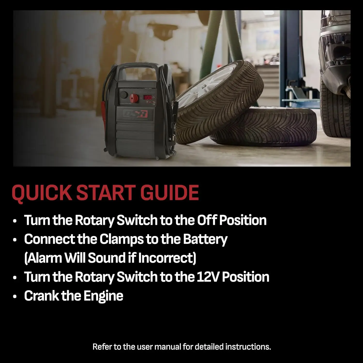 DSR Pro 2200A Heavy-Duty Car Battery Jump Starter and Portable Power Station 12V DC Charging and 2.1A USB Charging for 12V