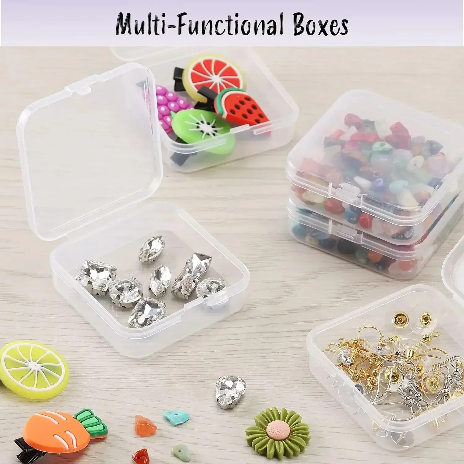 Mini Storage Box Transparent Square Plastic Box Earrings Jewelry Packaging Storage Small Square Jewelry Organizer 60/100PCS