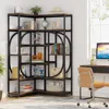 7-Shelf Corner Bookshelf, Large Modern Corner Bookcase, Tall L-Shaped Corner Shelf Stand Display Rack with Storage 5