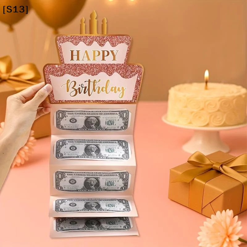 1PCS 7lots 생일 현금 봉투 돈 생일 카드 접이식 현금 홀더 인사말 봉투 어린이 청소년을위한 생일 돈 상자[Q]