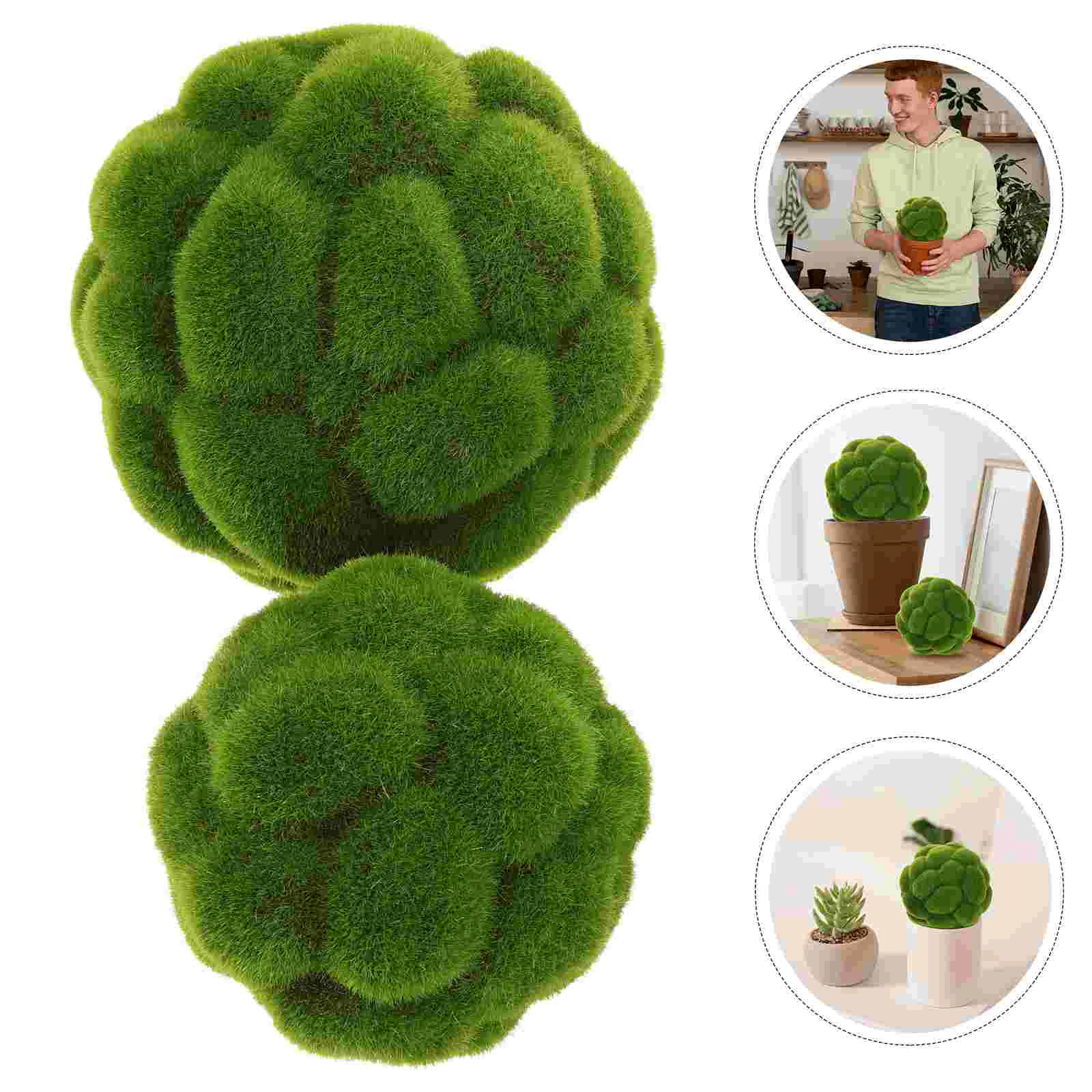

Artificial Moss Rocks Simulated Green Moss Balls Decorative Faux Green Moss Covered Topiary Ball Garden Wedding Party Decoration