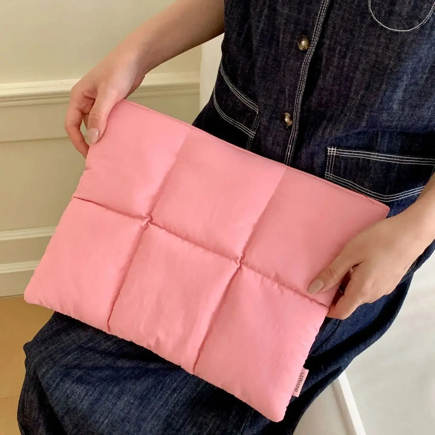 Quilted Puffy Laptop Bag Sleeve – Protective Notebook Pouch