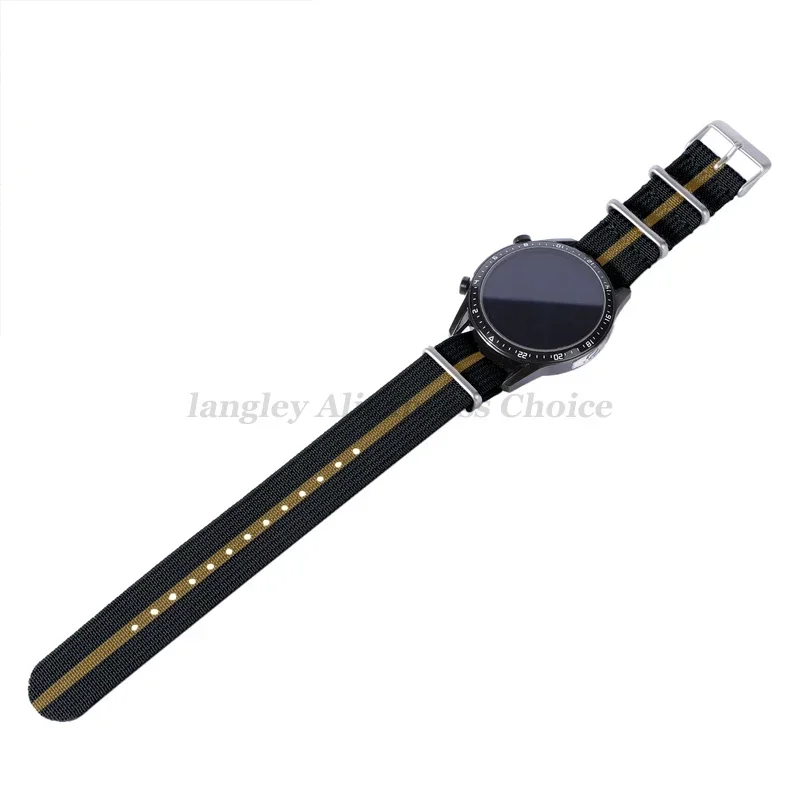 Black Gold Nylon Ribbed Strap - Stylish Military Sport Watchband Bracelet