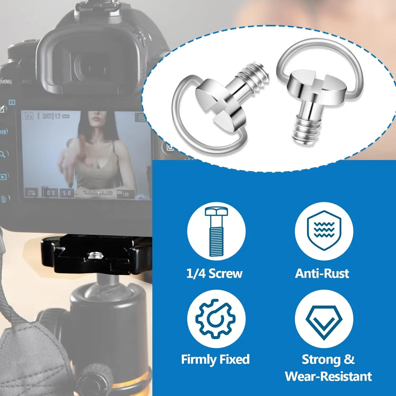 20-1PCS Stainless Steel 1/4" Camera Tripod Screw Mounting Screw Adapter Quick Release For Camcorder Tripod Monopod