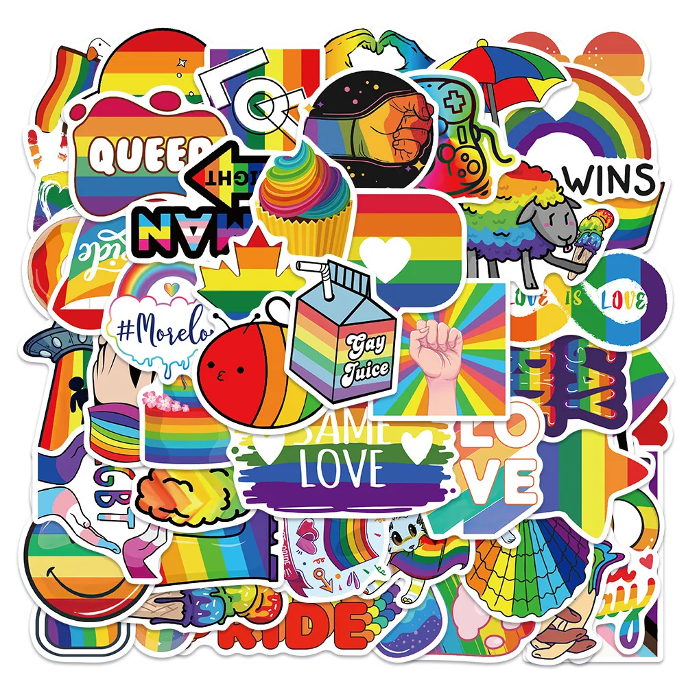 

10/30/50Pcs Colorful Rainbow Funny LGBT Gay Pride Stickers On Skateboard Guitar Motorcycle Car Scrapbooking Laptop Suitcase Toys