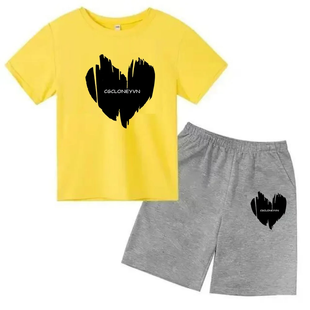 thumbnail image 1 of Conjunto de 2 piezas de camiseta y pantalones cortos para niños y adolescentes, ropa deportiva con estampado de moda coreana, conjunto de verano para bebés, manga corta, 3 a 12 años, 1 of 4