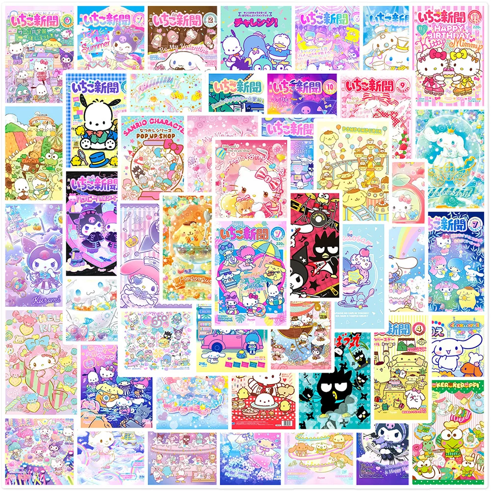 

10/30/50pcs DIY Sanrio Posters Stickers Cute Kuromi Cartoon Sticker Phone Guitar Diary Scrapbooking Fridge Vinyl Kid Toys Decals
