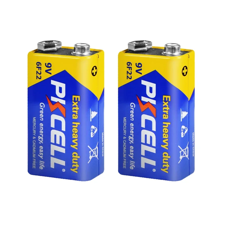 2PC 9V 6F22 Zinc-Carbon Batteries PP3 1604A 1604D MN1604 Battery 9V Carbon Zinc Batteries for Smoke Detector Guitar Garage