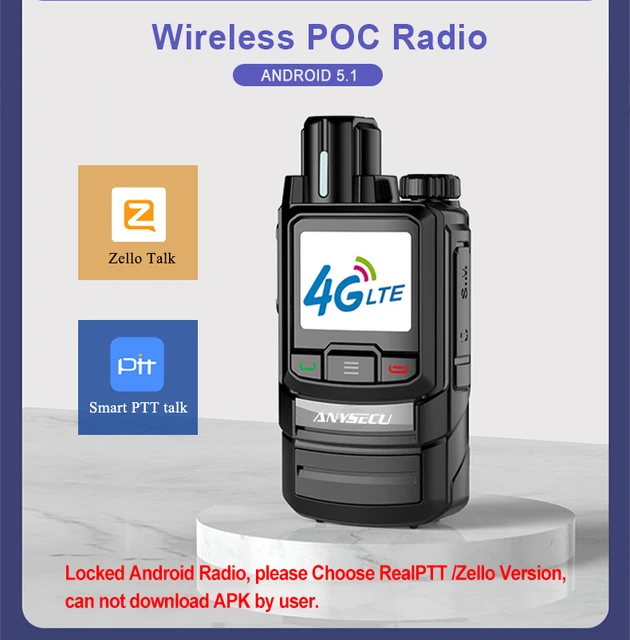 ANYSECU HD-777 4G LTE Network Radio Android 5.1 Sim Card Walkie.