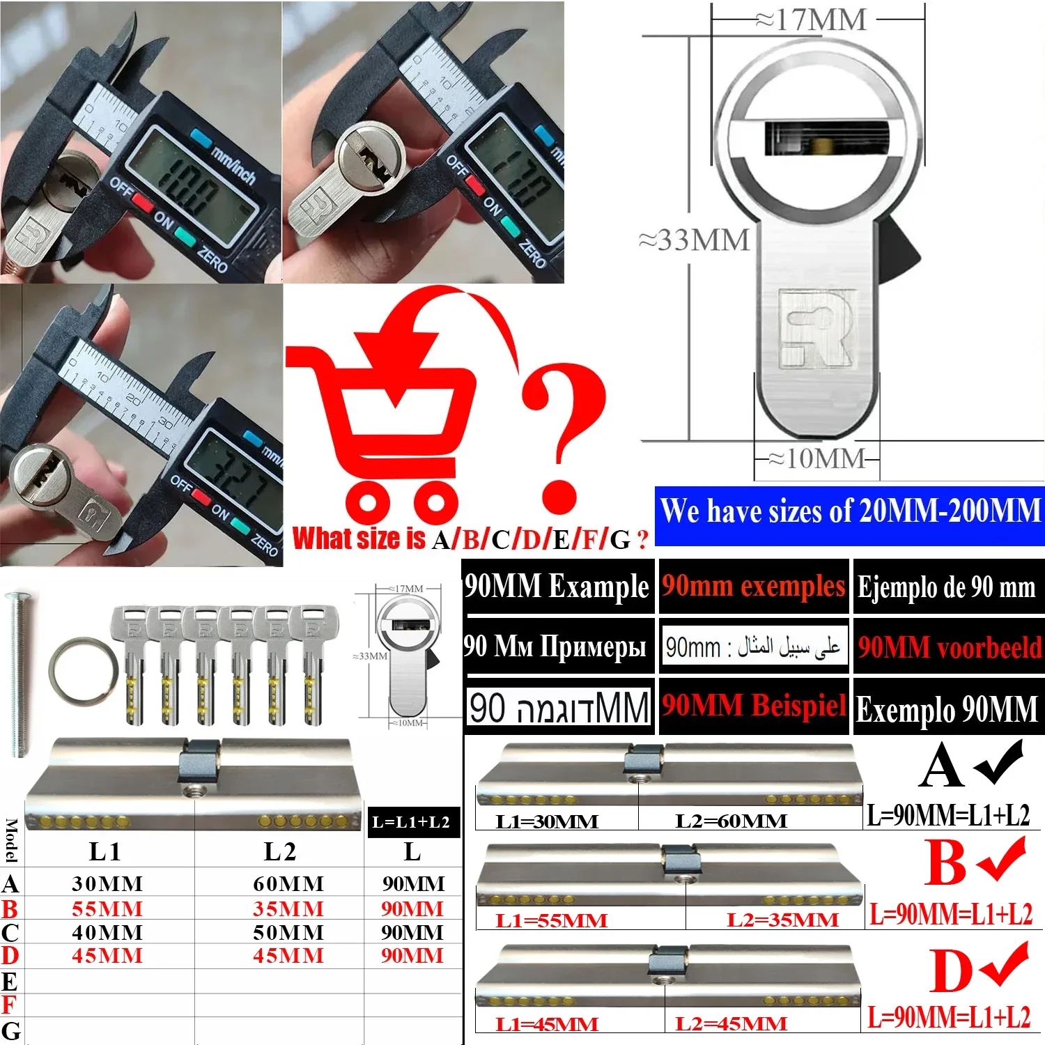 Customize the same key to open all cylinder doors Door lock Lock cylinder Door lock Entrance door Cylinder Door Lock Cylinder