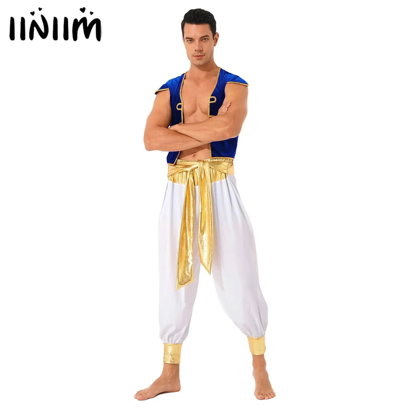 

Мужской костюм для косплея: персидский, арабский принц, Кинг, одежда, Арабская шапка, рукав, жилет, кардиган, жилет с поясом, шаровары, брюки