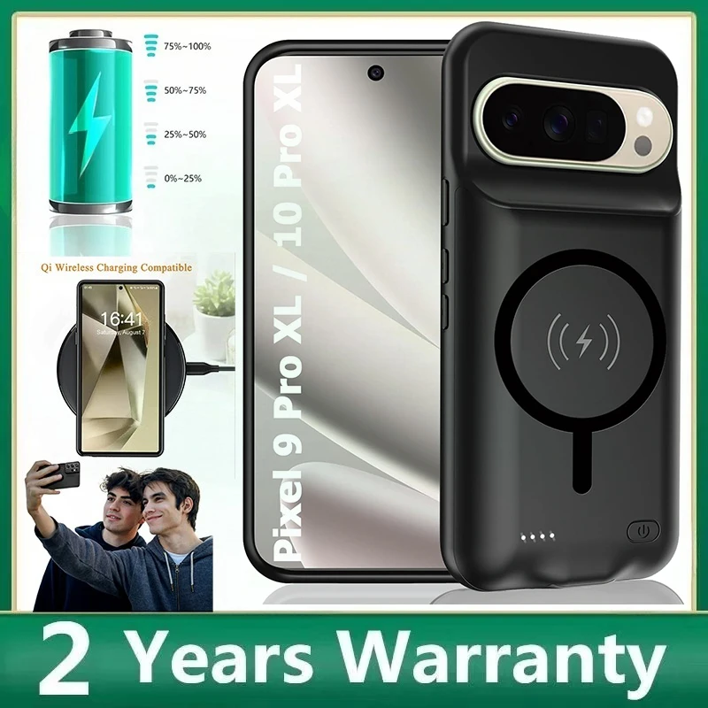 구글 픽셀 6A 7A 8A 9 10 Pro XL 9A용 부드러운 실리콘 무선 배터리 충전 케이스, 마그네틱 보조배터리 충전 커버 6A 7A 8A