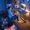 L-Shaped Gaming Desk 51.2 Inches Corner Office Desk with Removable Monitor Riser 3