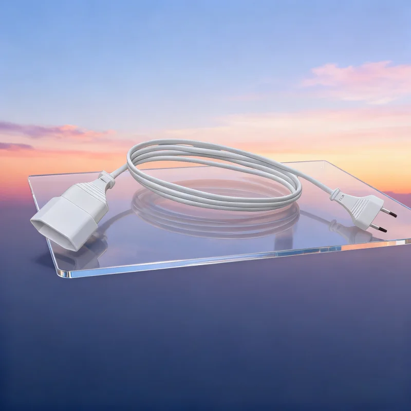 EU 표준 직선형 연장 코드, 1-1 전원 연장 코드, 2.5A/250V, TV 및 조명에 적합, 검정색 및 흰색