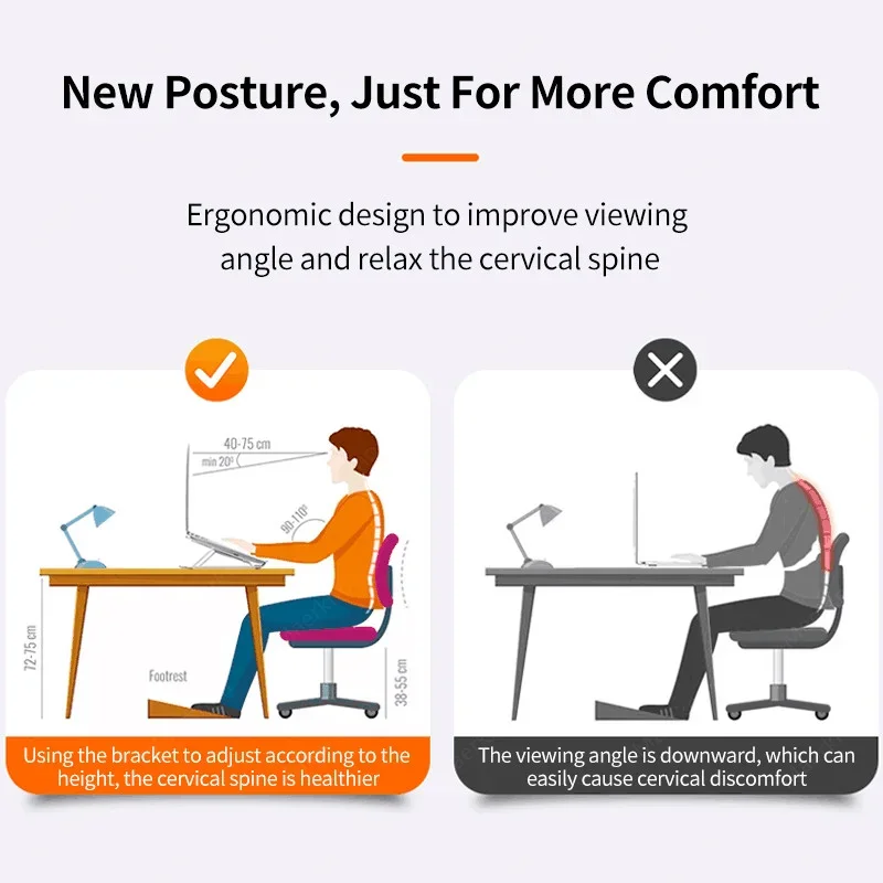 7/10 기어 조정 가능한 노트북 홀더 접이식 노트북 스탠드 Macbook Air Pro 액세서리 용 휴대용 데스크탑 지원 ABS 소재