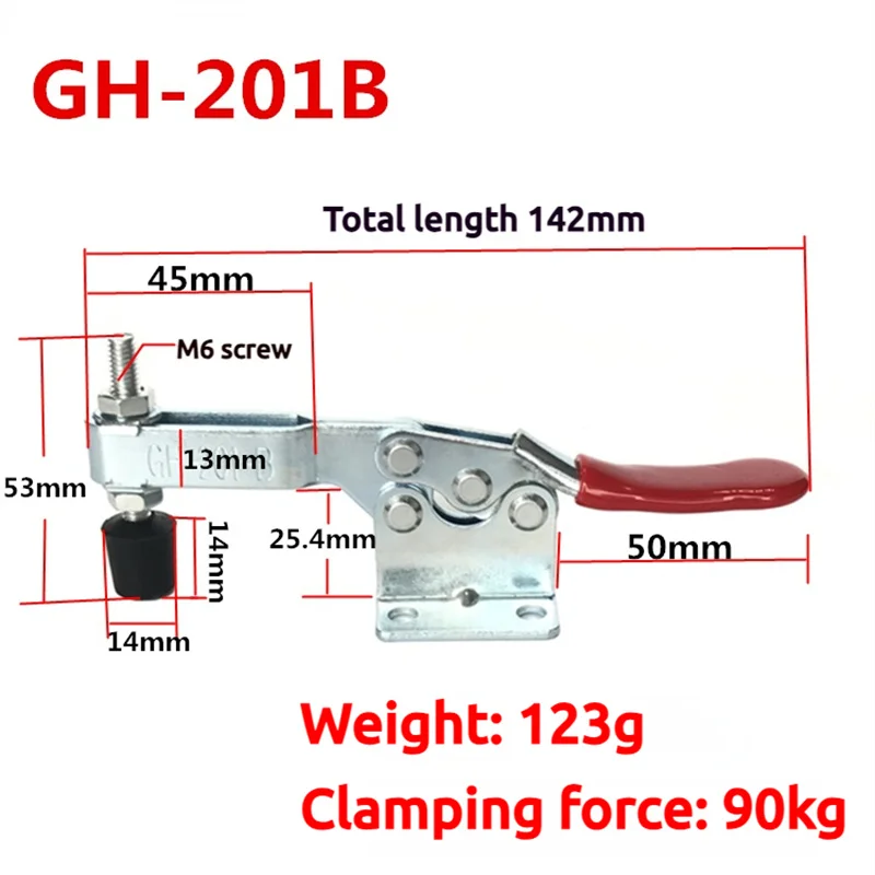 GH-201B Toggle Clamp 90kg Quick Release Horizontal Clamps Locking Lever Fastener Hand Tool Woodworking Clip Tool Woodworking Clip Woodworking Clamp 4PCS