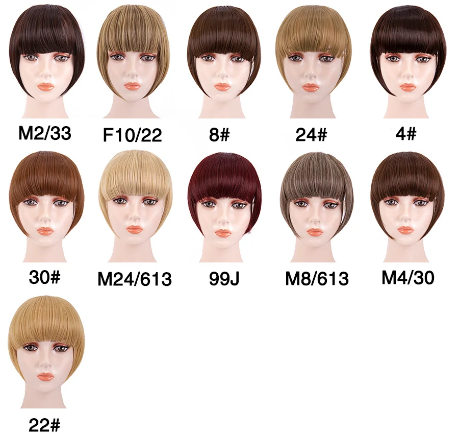 Alileader Synthetic False Fringe Short Straight Hair Bangs Extensions For Women Heat Resistant Clip Blond Brown