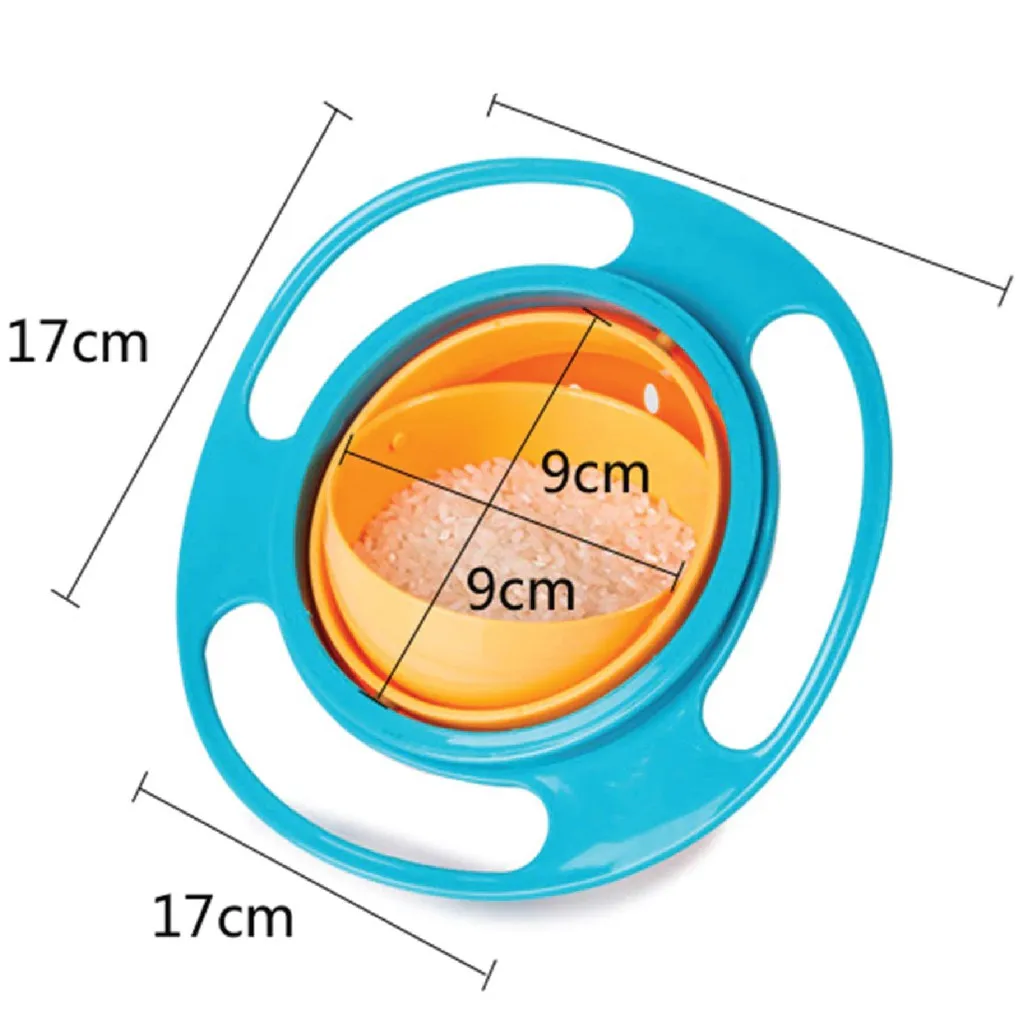 360 Rotate Baby Gyro Feeding Bowl Anti Non Spill Food silicone bowl