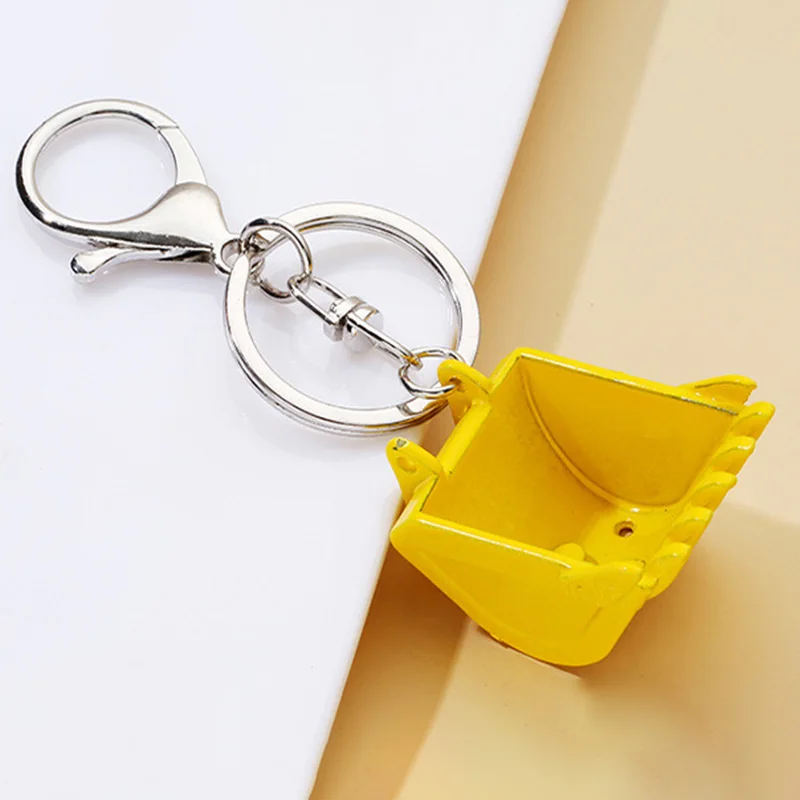 Simulation Bulldozer Keychain For Women Men Creative Mini Stereo Excavator Bucket Model Metal Key Ring Car Key Chain Pendant