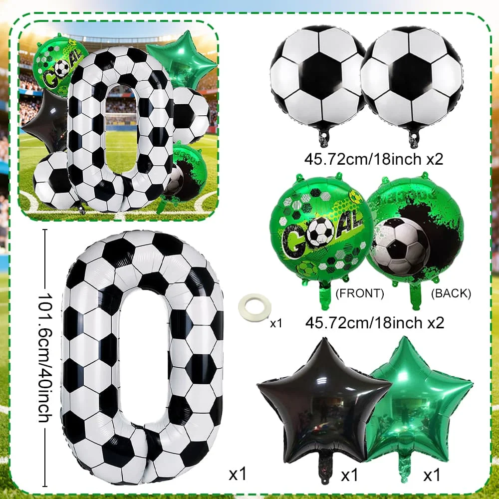 Enhanced Football Theme Birthday Party Digital Balloons, Numbered 0-9,