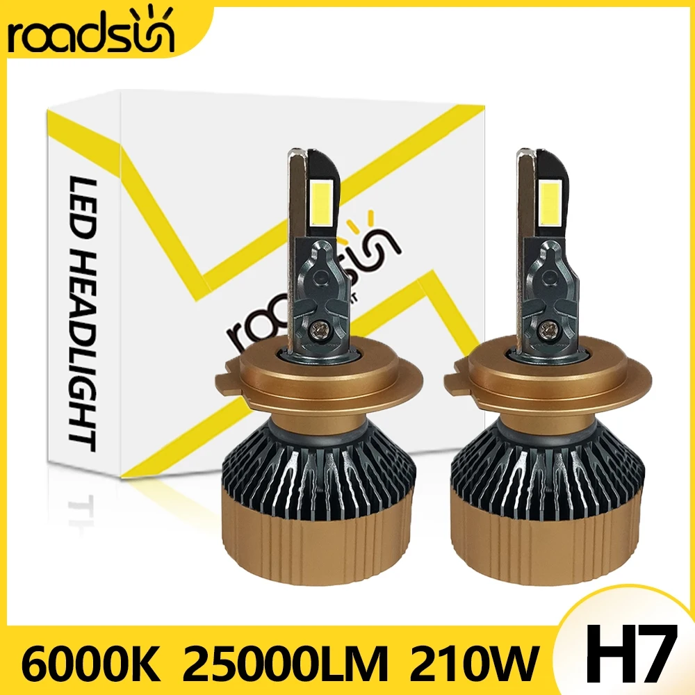 2 шт., Сверхъяркие лампы для автомобильных фар, 210 Вт, 6000 лм, H7