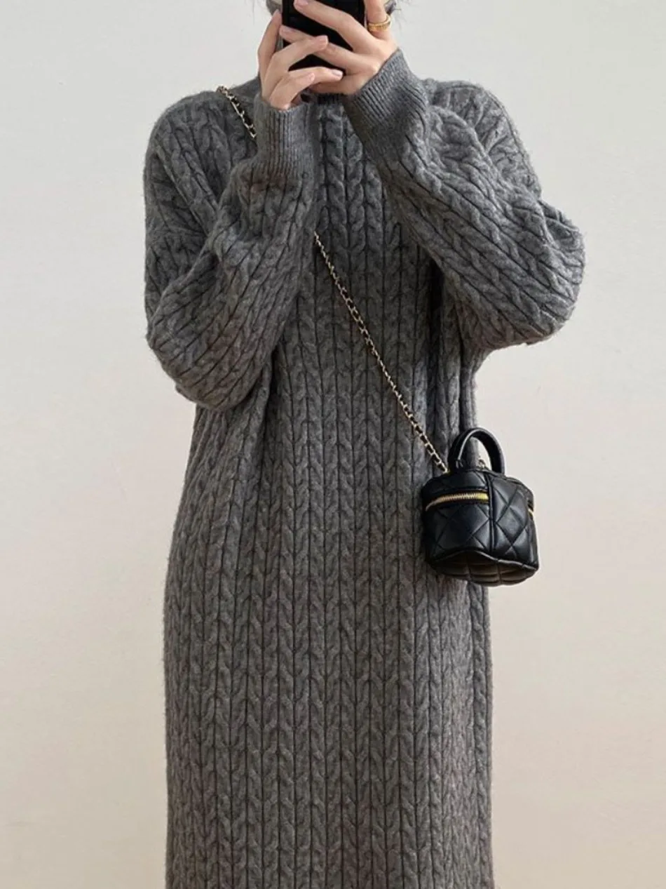 open lace back dress Oversized Turtleneck Maxi Dress main image 0