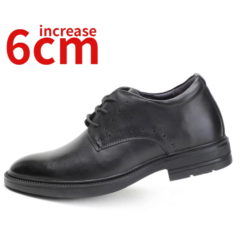 

Derby Wedding Leather Shoes for Men Increase 6cm Spring/Autumn Men's Dress Shoes Genuine Leather Breathable Business Casual Shoe