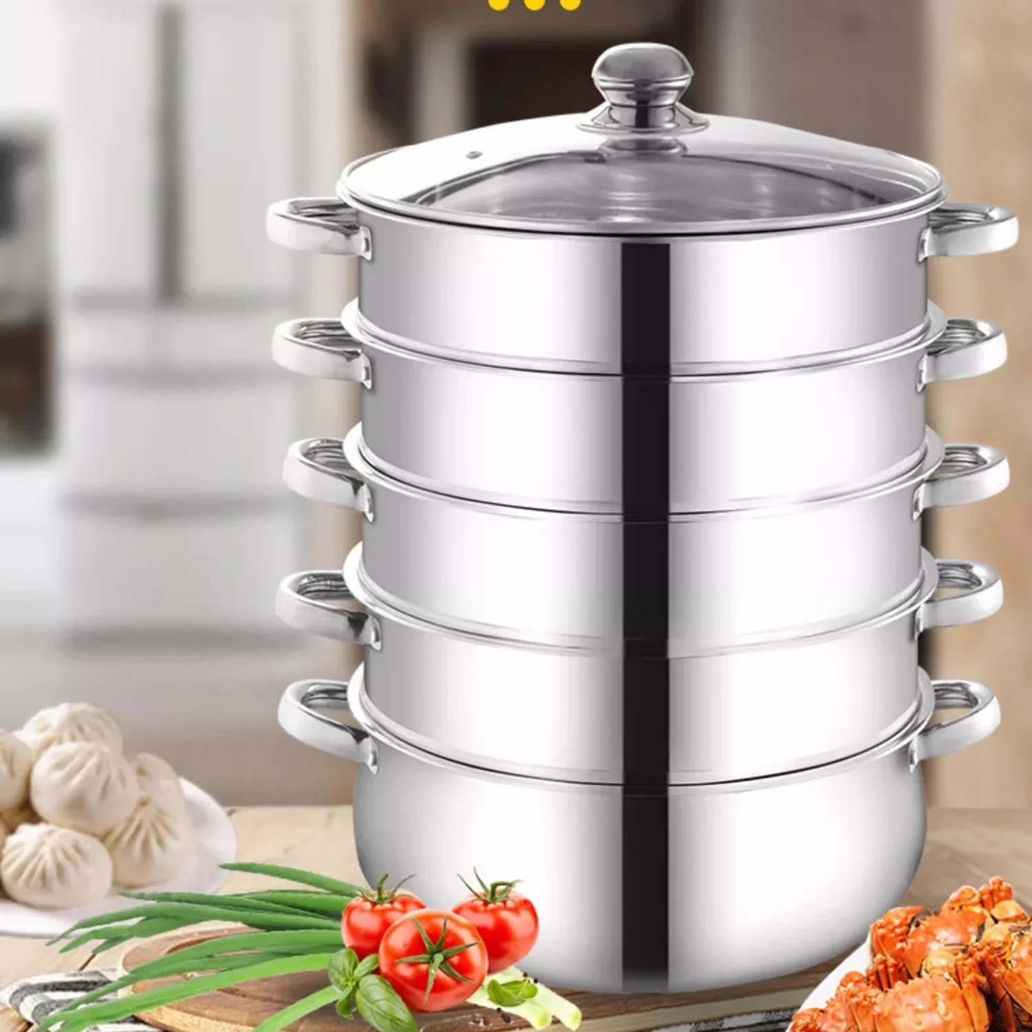 Stainless Steel 28-40CM Steamer: Large Capacity, Multi-layer, Heat-insulated - Perfect for Home & Commercial Use 2