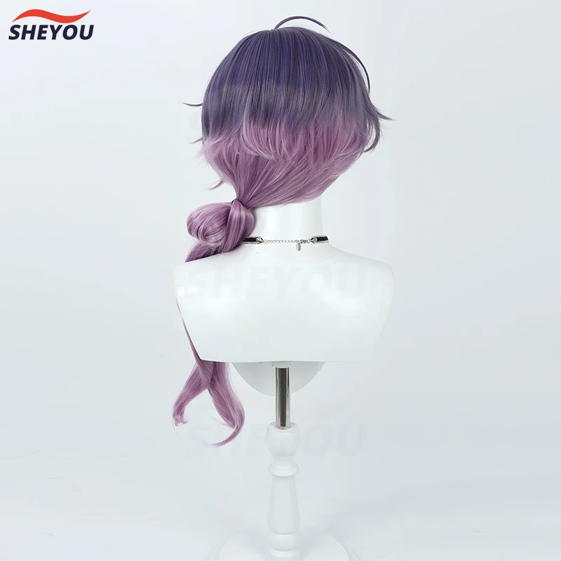 Vtuber NIJISANJI Uki Violeta Cosplay Wig Dark Purple Gradient Long Heat Resistant Synthetic Hair Anime Cosplay Wigs + Wig Cap